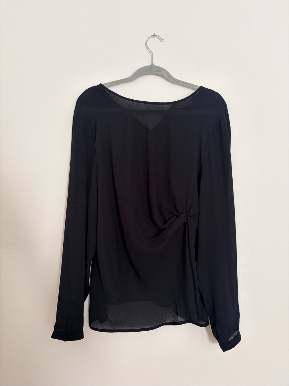 Ted Baker Black Sheer Long-Sleeve Ruched Blouse